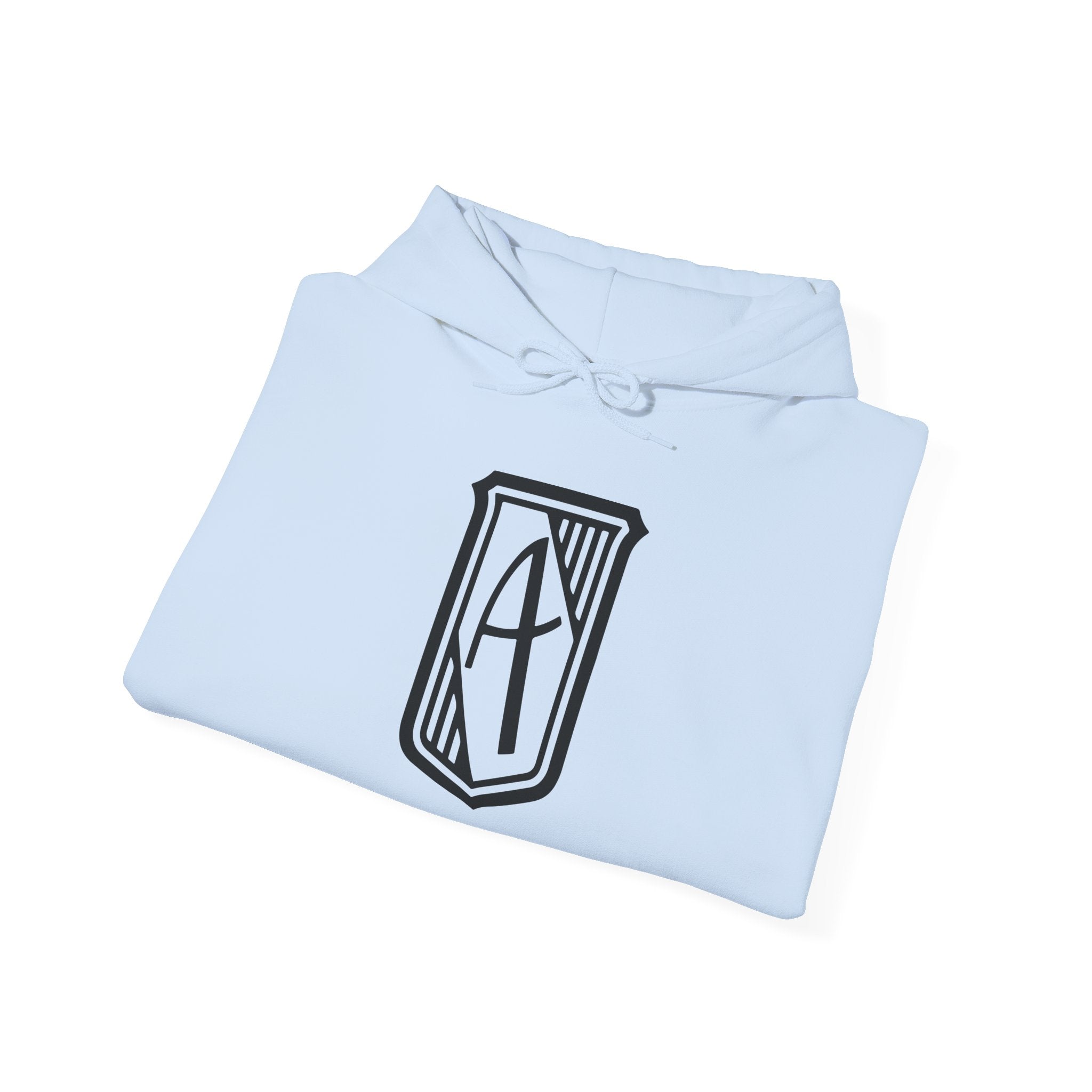 Hintline Airline Royal Badge Logo Hoodie — Minimalist Monogram Pullover with Sleeve Script