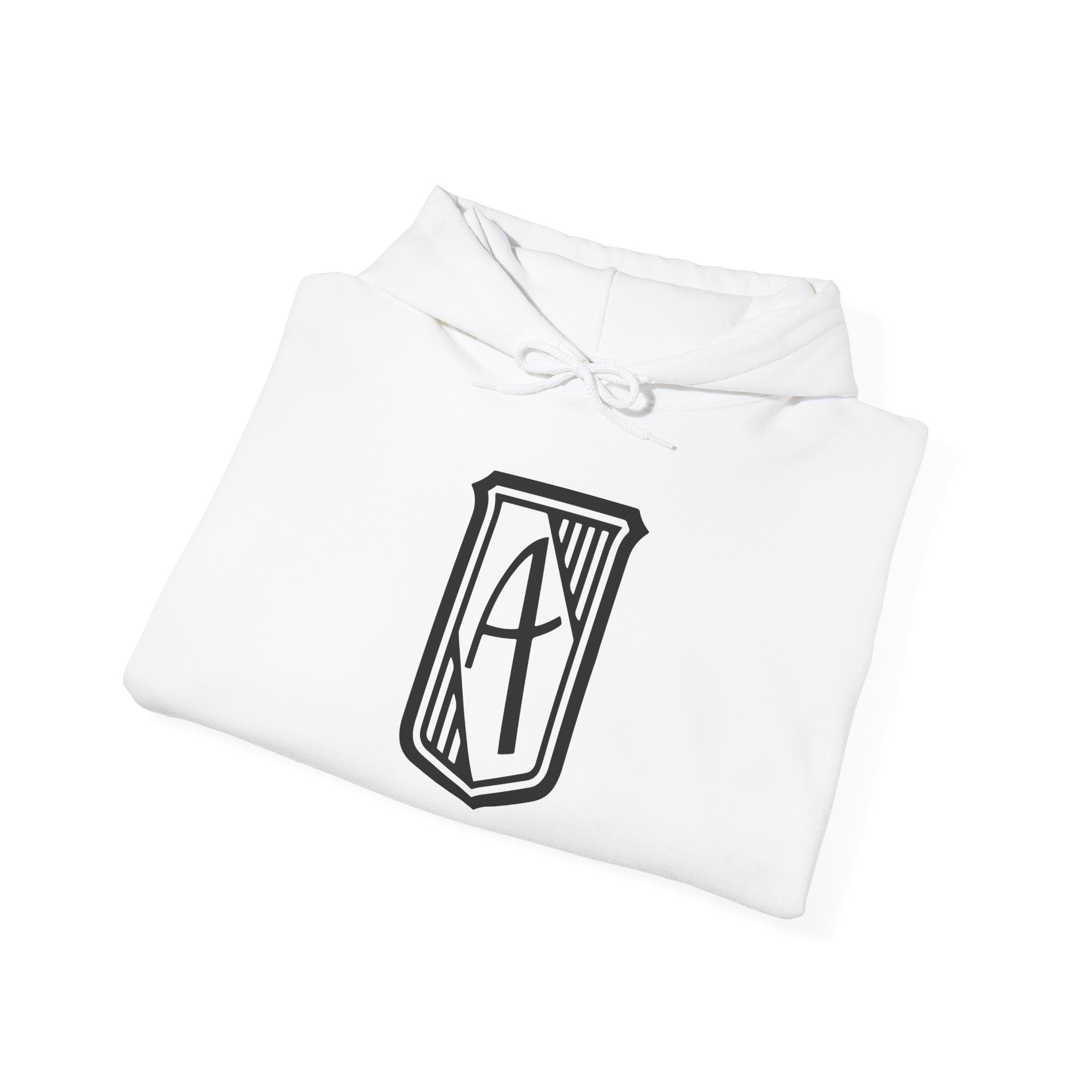 Hintline Airline Royal Badge Logo Hoodie — Minimalist Monogram Pullover with Sleeve Script