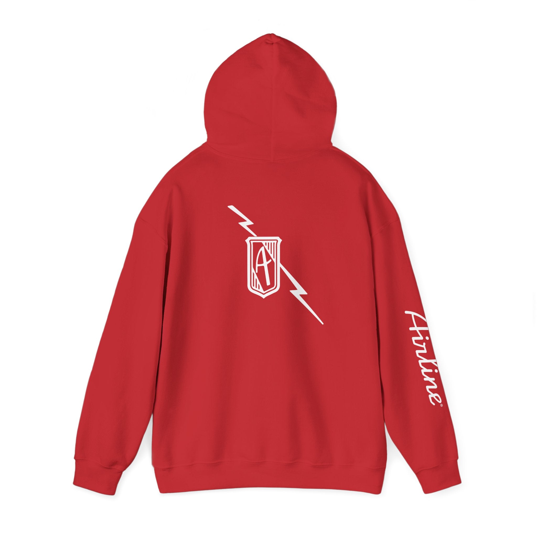 Hintline Airline Royal Badge Logo Hoodie — Minimalist Monogram Pullover with Sleeve Script