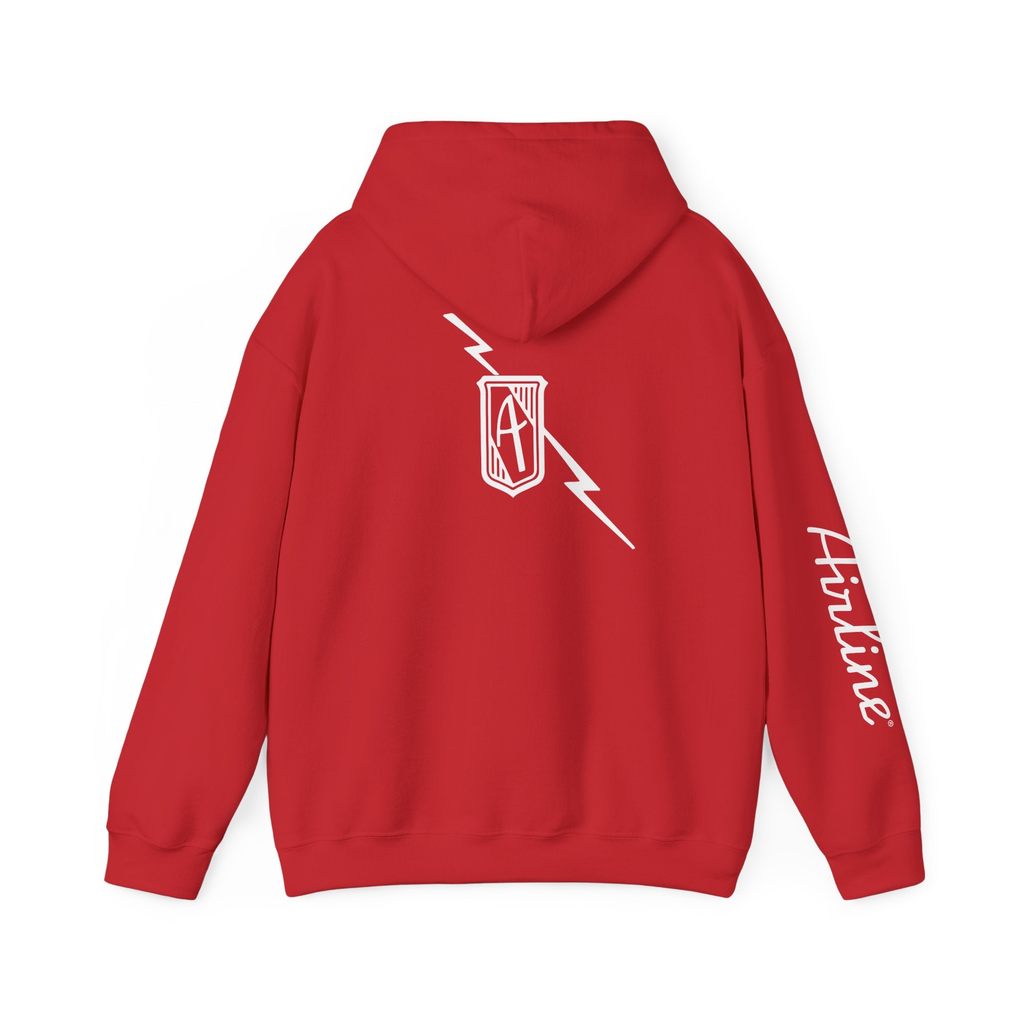 Hintline Airline Royal Badge Logo Hoodie — Minimalist Monogram Pullover with Sleeve Script