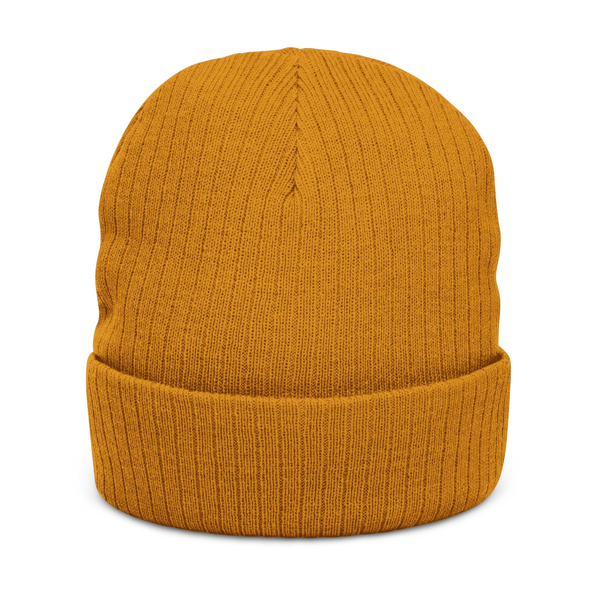 Embroidered "Airline" Ribbed Knit Beanie — Cozy Neutral Winter Hat