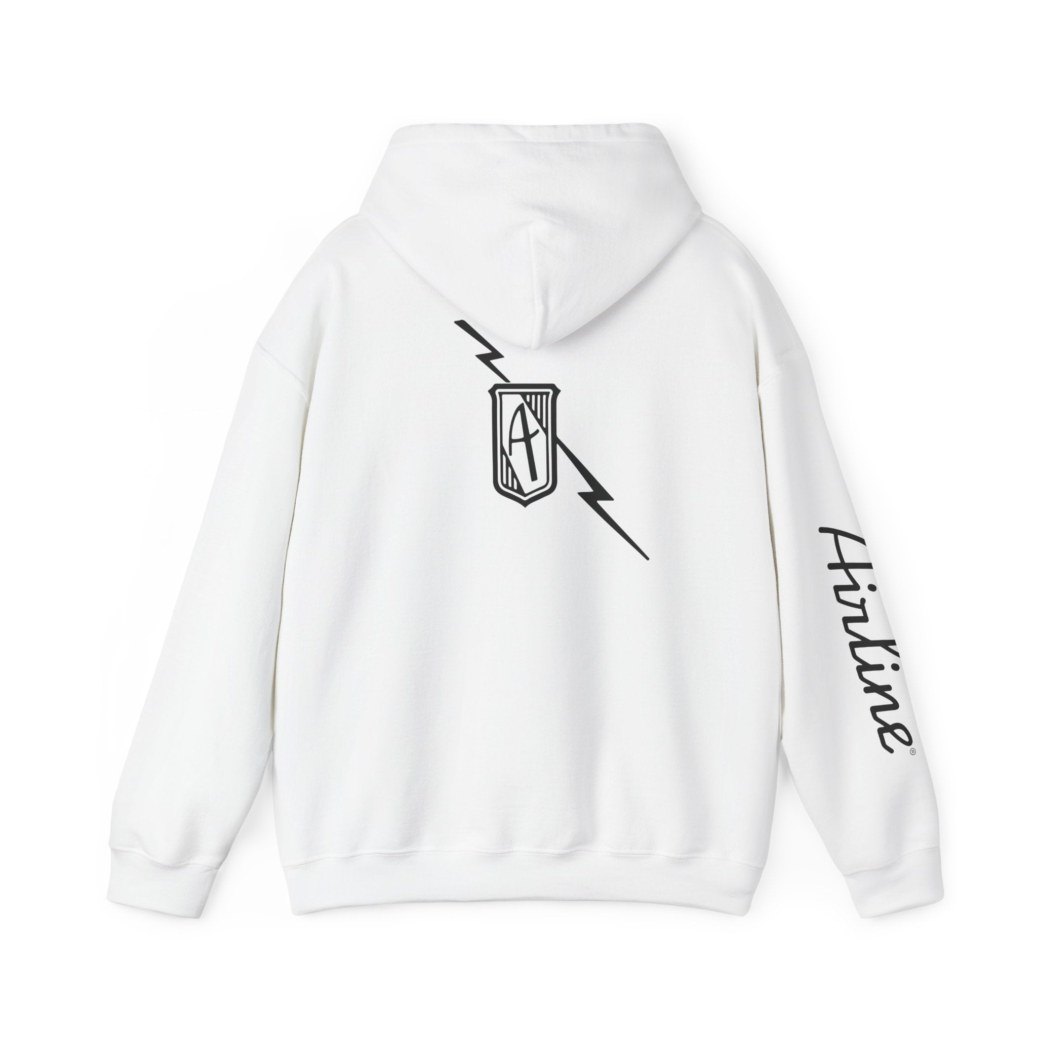 Hintline Airline Royal Badge Logo Hoodie — Minimalist Monogram Pullover with Sleeve Script