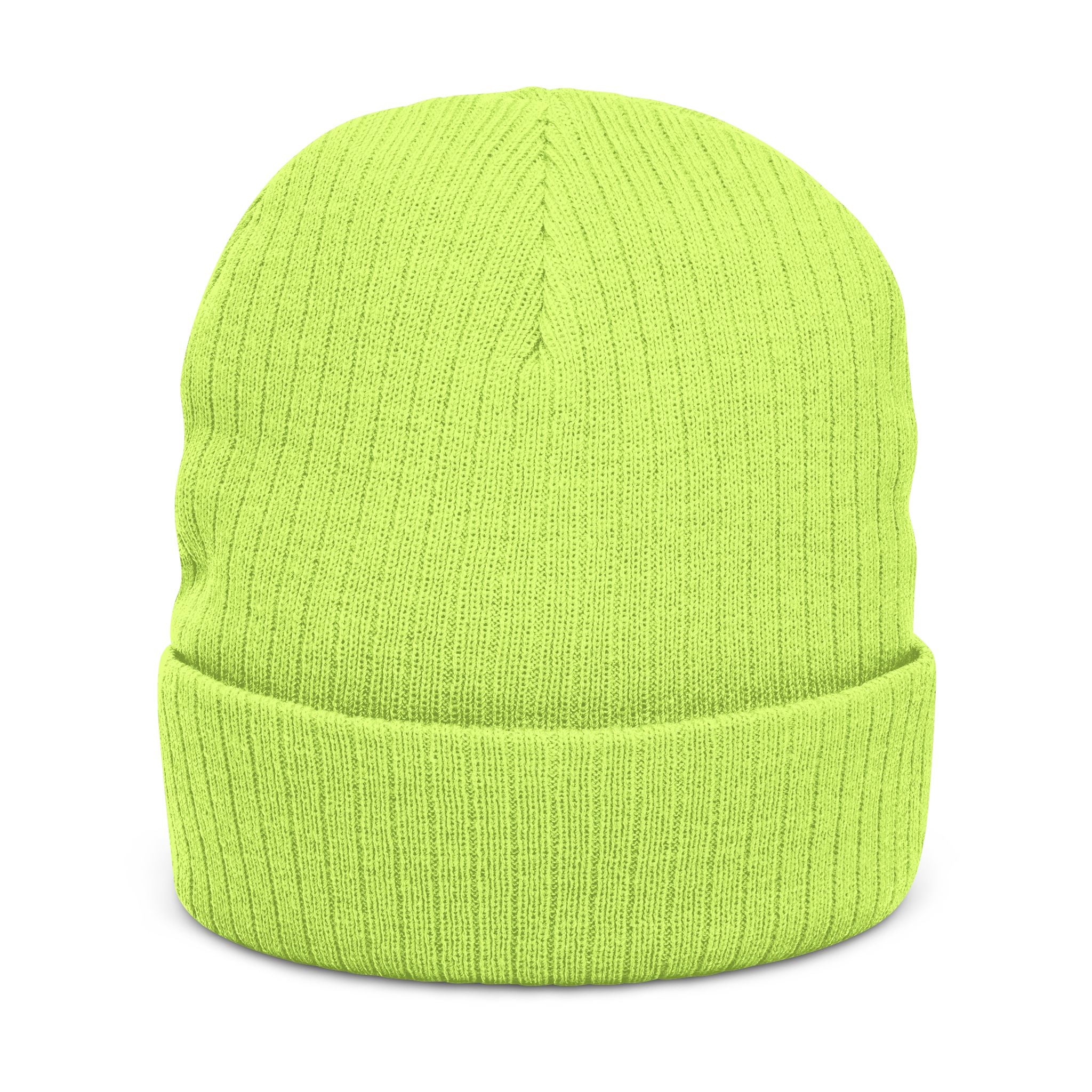 Embroidered "Airline" Ribbed Knit Beanie — Cozy Neutral Winter Hat