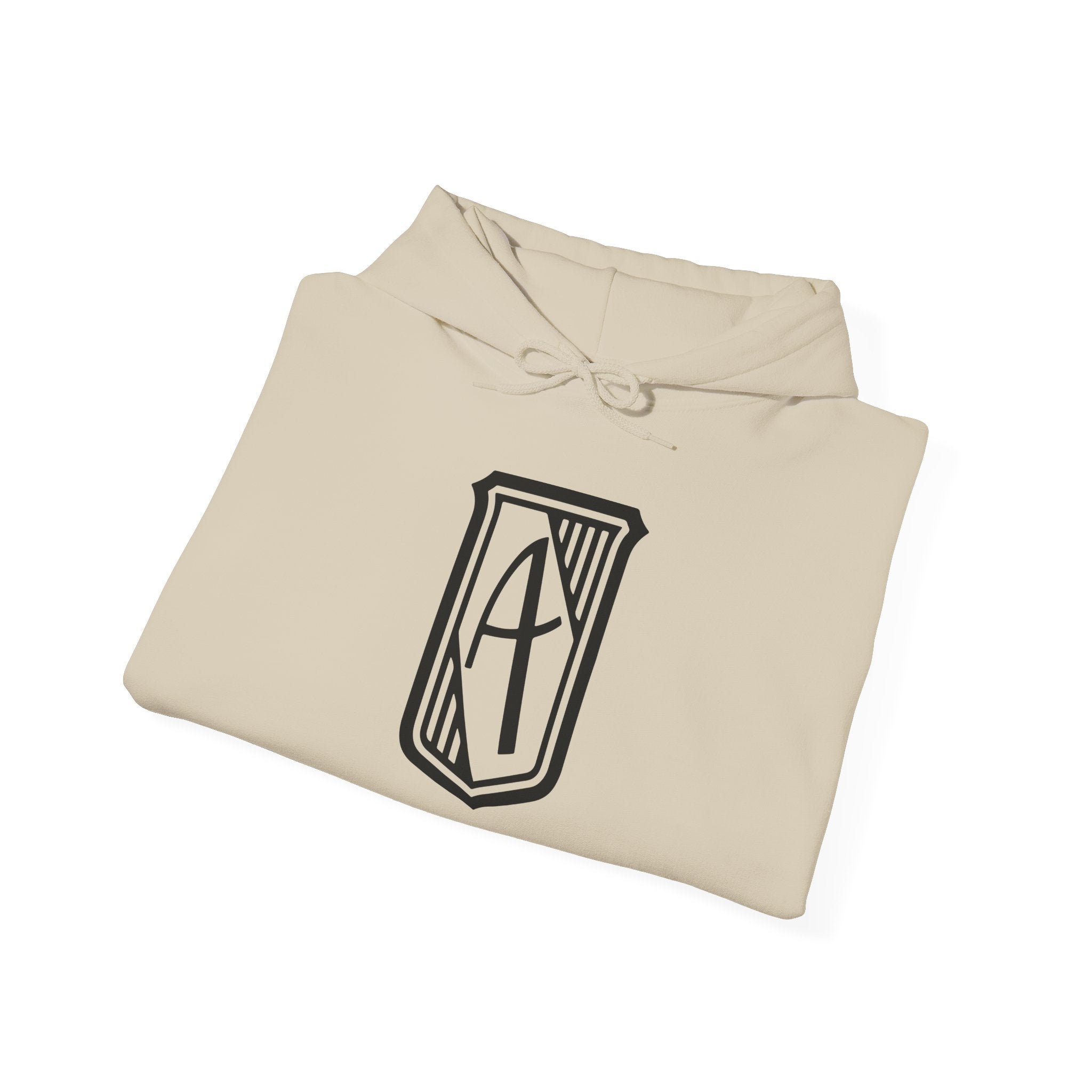 Hintline Airline Royal Badge Logo Hoodie — Minimalist Monogram Pullover with Sleeve Script